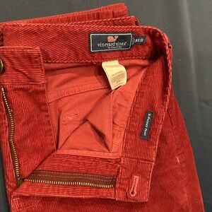 Vineyard Vines Burgundy Corduroy Pants 28x32 Slim Fit 5-Pocket Breaker Pant